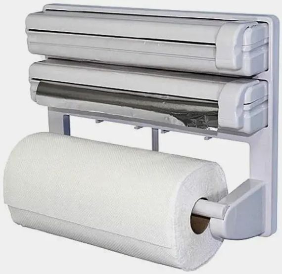 Кухонний диспенсер для плівки, фольги та рушників Kitchen Roll Triple Paper dispenser, тримач для рушників | Зображення 2