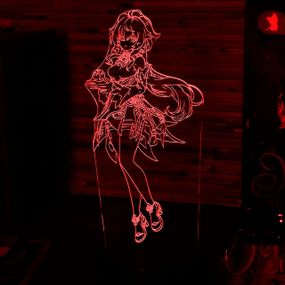 Акриловый светильник-ночник Гань Юй (Ganyu) красный tty-n000655