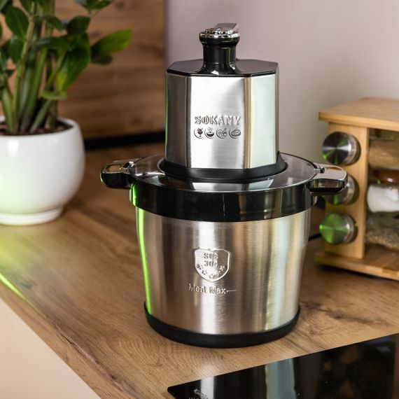 Чоппер измельчитель с чашей 3,5 литра мясорезка 4 лезвия нержавеющая сталь мясорубка Sokany SK-7028 | Зображення 6