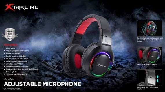 Игровые наушники XTRIKE ME Gaming GH-405 с микрофоном и подсветкой проводные | Зображення 5