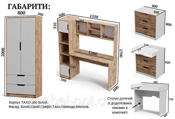 Сучасний комод 3 Teenager (Тінейджер) корпус колір Білий/фасади колір Малина, 3 (три) висувні шухляди | Зображення 1