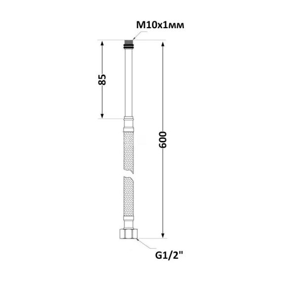 Thermo Alliance Forte Шланг для води, неіржавке обплетення в силіконі М10х60 см довгий (пара) SF380W60L | Зображення 1
