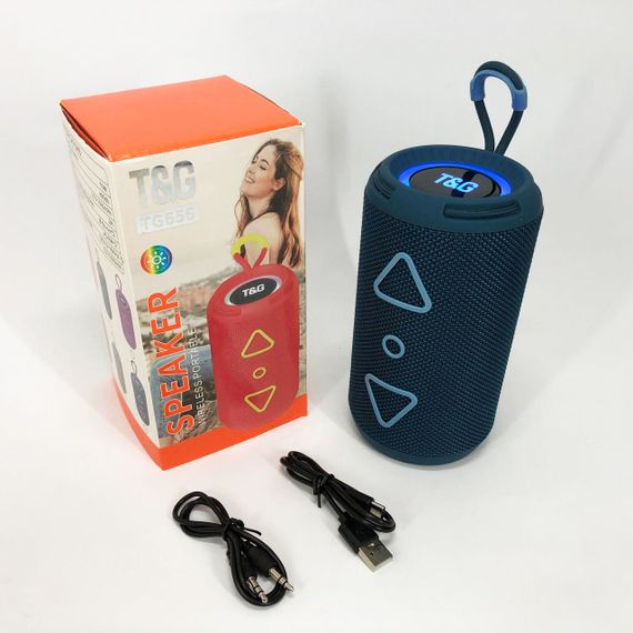 Bluetooth колонка портативна TG656 FM-радіо, потужна переносна акустична колонка. Колір: синій | Зображення 1