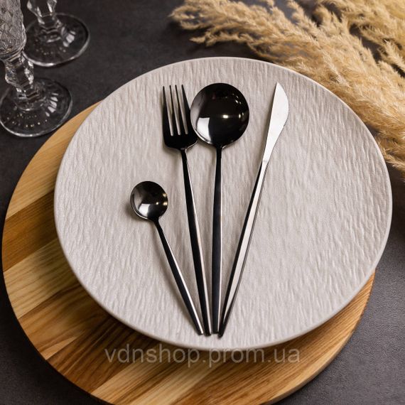 Набор столовых приборов 24 предмета набор ложек вилок и ножей на 6 персон Черный HP-20-45 | Зображення 3