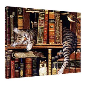 Картина на полотні Кіт у книгах 45x65 см (H4565_ZVR001)