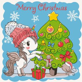 Картина за номерами "Єдиноріжка з ялинкою" 15554-AC 30х30