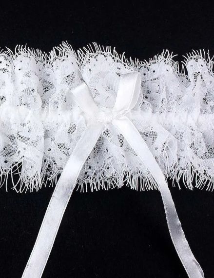 Білі мереживні підв'язки Star Night з бантиками (без коробки) sexstyle | Зображення 4