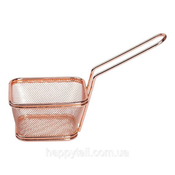 Корзина сервировочная для подачи картофеля фри и снеков 10.5×9x5.5 см Розовое золото HP-19-4-S-R | Зображення 1