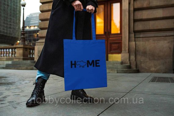 Сумка шопер із принтом "HOME країна" Синя | Зображення 2