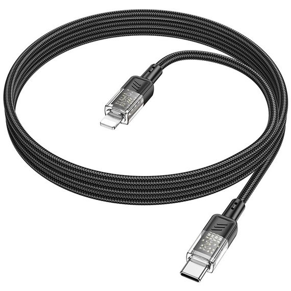 Дата кабель Hoco U129 Spirit Transparent Type-C to Lightning 27W (1.2m) Black | Зображення 2
