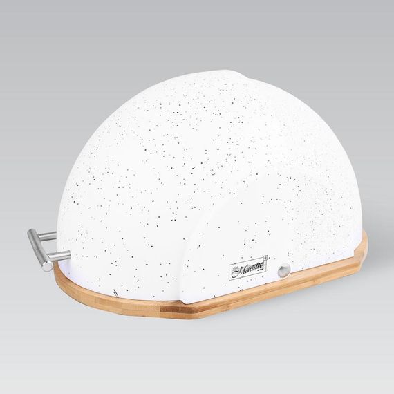 Хлебница деревянная Maestro MR-1678G-WHITE белая с пластиковой крышкой