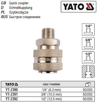 Швидкознімна муфта YATO Польща зовнішня різьба Ø=1/4" YT-2390