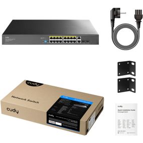 Комутатор Cudy GS1018PS2, 16-Port Gigabit PoE+ Switch with 2 Uplink Gigabit Ports and 2 Gigabit SFP