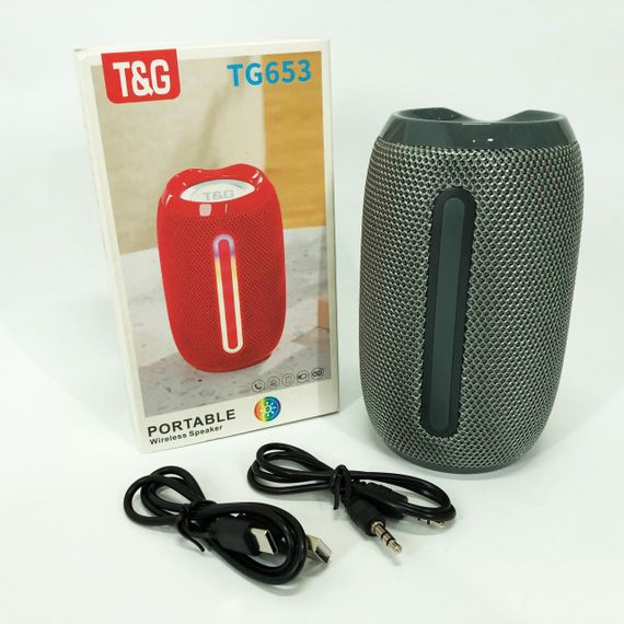 Портативна Bluetooth-колонка TG653 USB з ремінцем, гучна колонка для вечірки. Колір: сірий | Зображення 9
