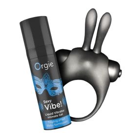 Набір рідкий вібратор та ерекційне віброкільце Orgie VIBE! BUNNY Sex Aura