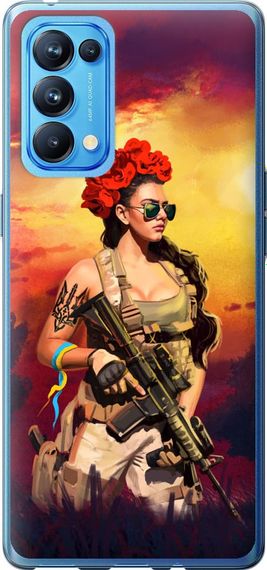 Чехол на Oppo Reno5 Pro Украинка с оружием "5316u-2239-17620"