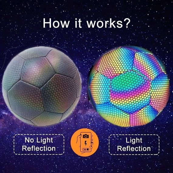 Светоотражающий футбольный мяч BRIGHT / Голографический светящийся мяч / Тренировочный мяч | Зображення 3