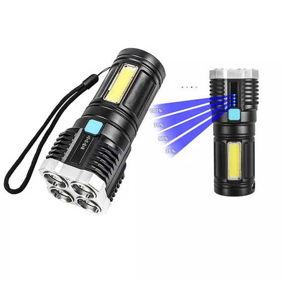 Фонарь X509 со светодиодом LED х 4шт. + COB, встроенный аккумулятор, ЗУ micro USB | Зображення 2