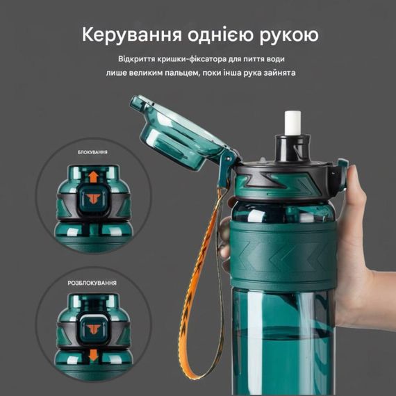 Универсальная зеленая бутылка ТkК 1000 мл из тритана, идеальная для фитнеса | Зображення 2