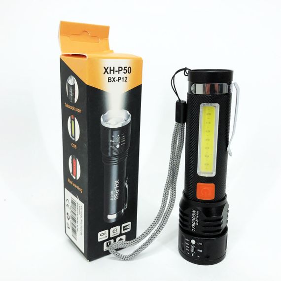 Ліхтар акумуляторний Bailong BL-P716-P50+COB white+red, Портативний світлодіодний ліхтар із зарядкою | Зображення 7