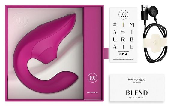 Вагінально-кліторальний стимулятор Womanizer Blend Vibrant Pink, вібрація + вакуум, 2 мотори | Зображення 5