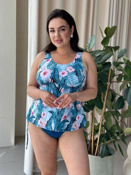 Купальник танкіні  PLUS SIZE з квітковим принтом | Зображення 9