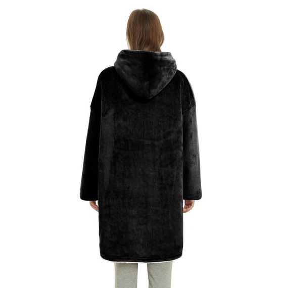 Толстовка  плед с капюшоном и рукавами Huggle Hoodie оверсайз,худи с большим карманом для рук ,цвет: черный | Зображення 7