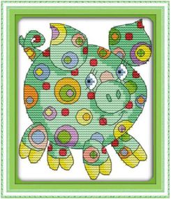 Набор для вышивания по нанесённой на канву схеме "Coloorful animal (2)". AIDA 14CT printed 15*17 см