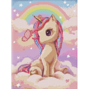 Алмазная мозаика "Любознательная единорожка" с АВ стразами AMO7631 30х40см