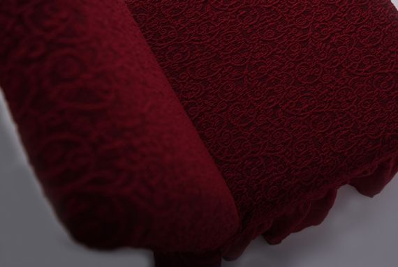 Жаккардовые чехлы на стулья с оборкой Venera (натяжные) набор 6-шт 421 Бордовый | Зображення 2