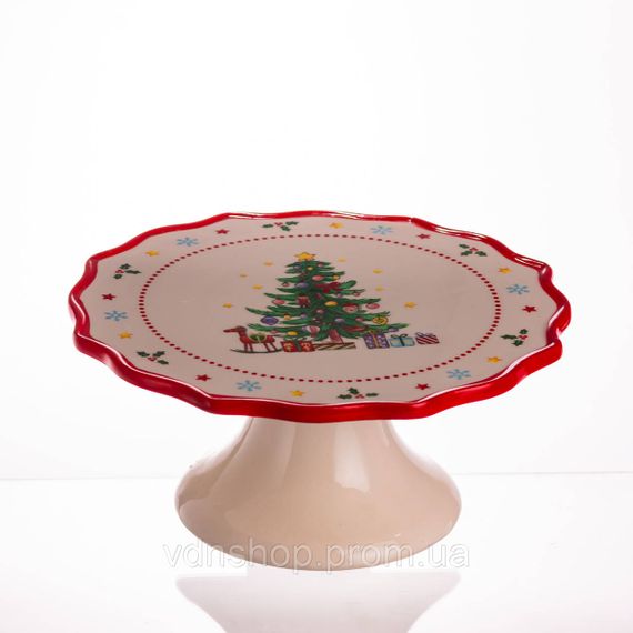 Тортовница фарфоровая на ножке New Year Ø21 (см) CR-1-6