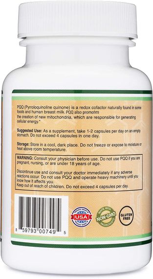 PQQ (пирролохинолинхинон) Double Wood PQQ 20 mg (Pyrroloquinoline Quinone), 60 capsules | Зображення 1
