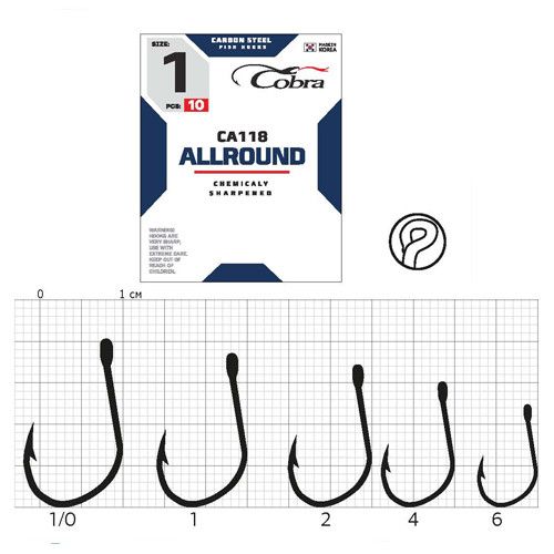 Крючки Cobra Кобра ALLROUND сер. CA118 разм. 004 10 шт в упаковке.