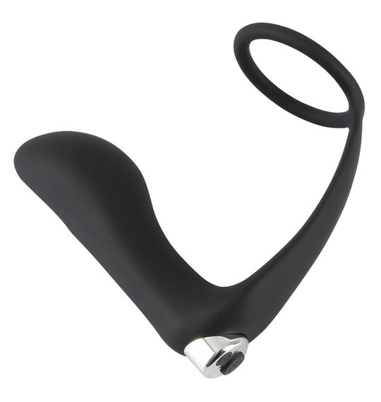 Вібростимулятор простати з ерекційним кільцем Black Velvets Vibrating Ring & Plug, чорний | Зображення 1