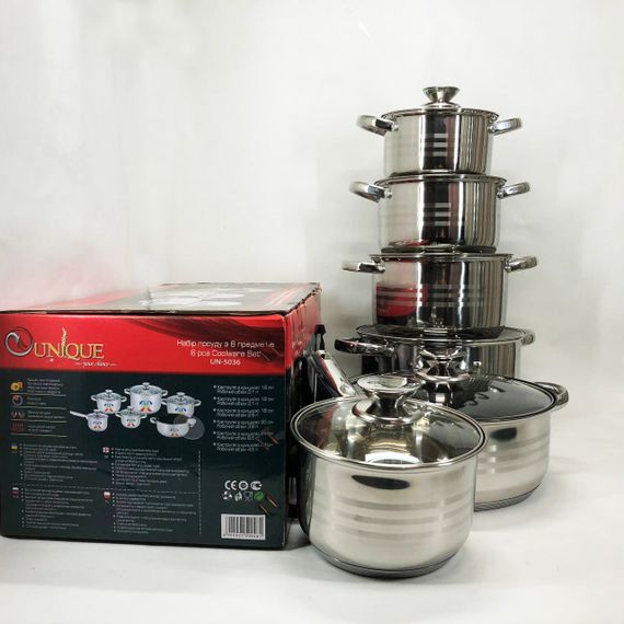 Набор посуды UNIQUE UN-5036 из нержавеющей стали с толстым 5-ти слойным дном. | Зображення 9