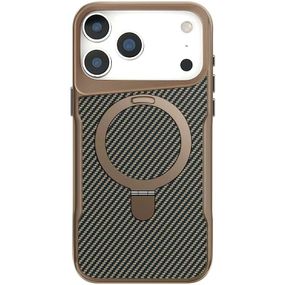 TPU+PC чохол Metal Buttons with Magnetic Fit Carbon Ring для Apple iPhone 17 Pro Max (6.9") Золотий