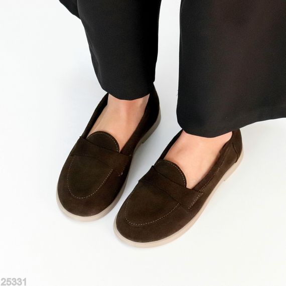 Класичні замшеві лофери гіркий колір Шоколад виробництво Україна