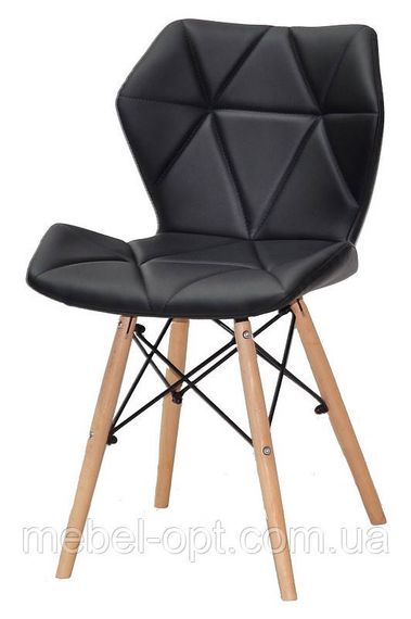 Стілець Greg чорний екошкіра на дерев'яних букових ніжках, дизайн Charles Eames