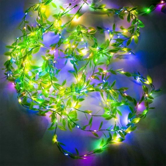 Гирлянда-штора с листочками Curtain Copper SF-55 внутренняя, с прозрачным проводом, 10м | Зображення 3