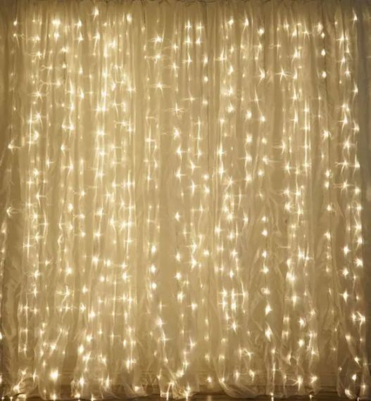 Гірлянда водоспад 320 LED 5mm 3м/2м теплий колір на прозорому дроті | Зображення 1