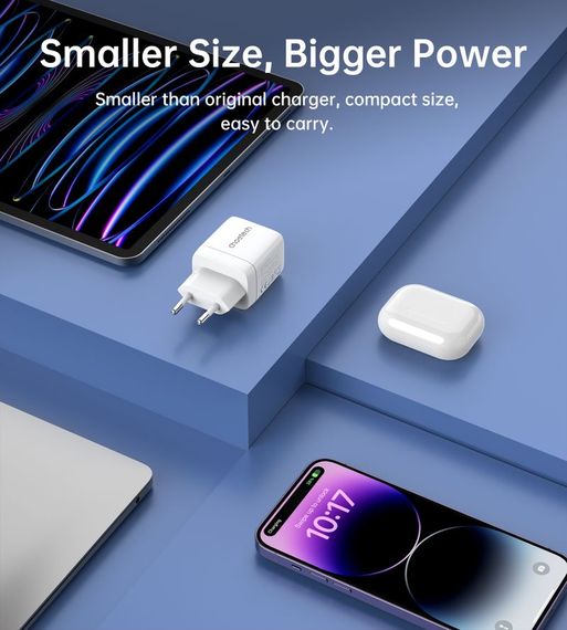 Мережевий зарядний пристрій Choetech PD6052-EU-WH, USB-A/USB-С | Зображення 8