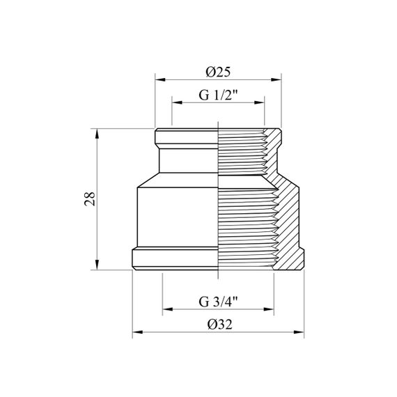 Муфта перехідна Karro 3/4"х1/2" ВВ нікельована KR-3122 | Зображення 1