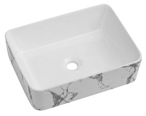 Раковина накладна Qtap Tern Marble, прямокутна, з донним клапаном QT17116069MR