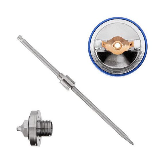 Комплект форсунки 1.3 мм для фарбопультів HVLP II PT-0100, РТ-0105, РТ-0105D (дюза, повітряна головка, голка)1