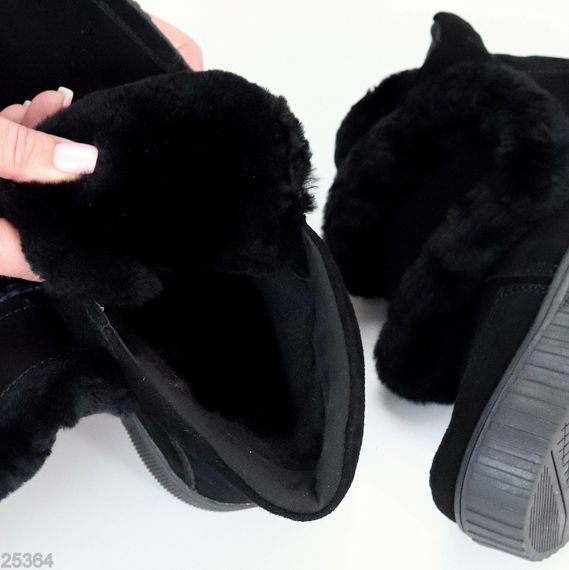 Молодежные спортивные зимние черные ботинки натуральная замша с опушкой | Зображення 3