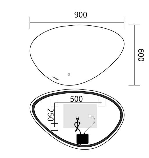 Дзеркало Mixxus Premium DIVERSE MA01-90x60-REVERSE (LED Touch, Anti-fog (3-6,5kK)) (MP6633) | Зображення 1