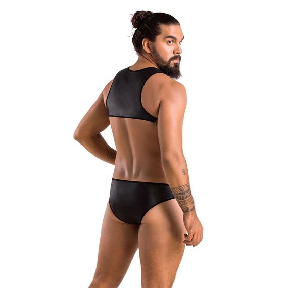 Чоловіче шкіряне боді Passion 056 ADAM XXL/XXXL Black, заклепки | Зображення 3