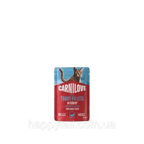 Вологий корм Carnilove Cat Gravy Trout з фореллю та ехінацеєю в соусі для дорослих котів пауч 85 г