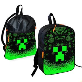 Школьный рюкзак детский Minecraft + Сумка для обуви спортивной формы рюкзак-мешок  для мальчика (01725)