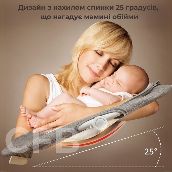 Заколисуючий центр 2в1 зі стільницею дитячий шезлонг від народження з пультом керування Сіро-білий | Зображення 2